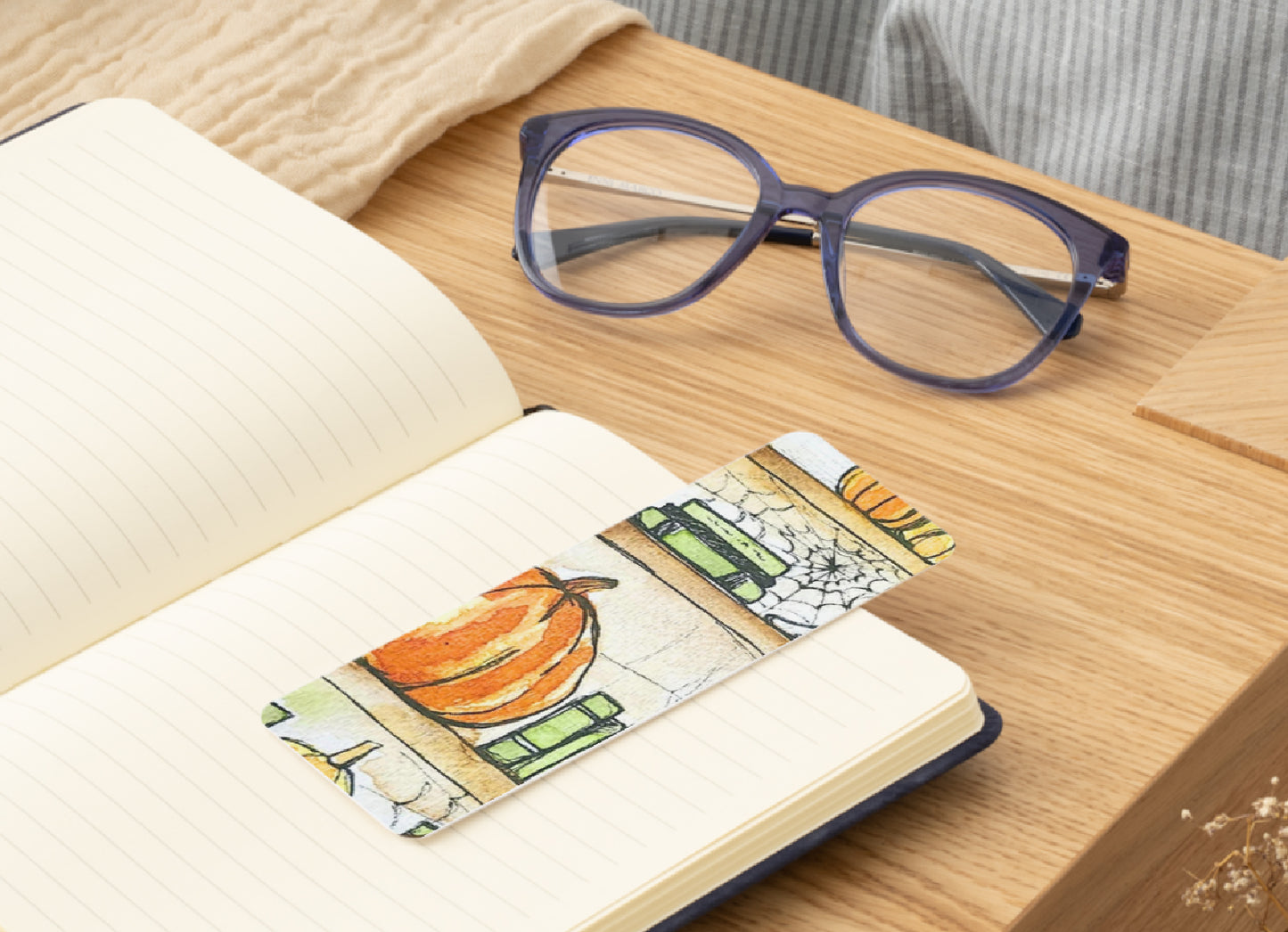π Books, Gourds & Dusty Shelves - Fall Bookmark Print