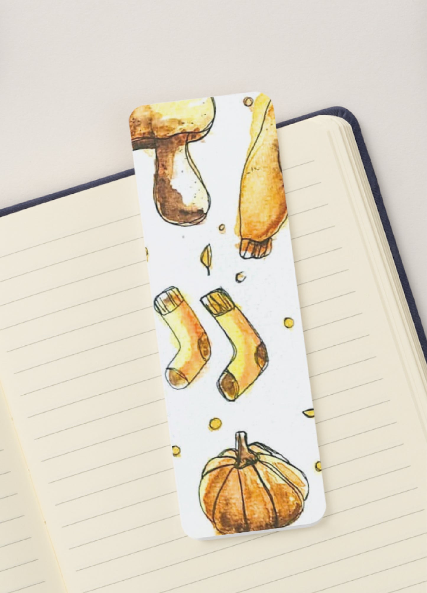 🧦 Mushrooms, Socks & Pumpkin Walks – Fall Bookmark Print