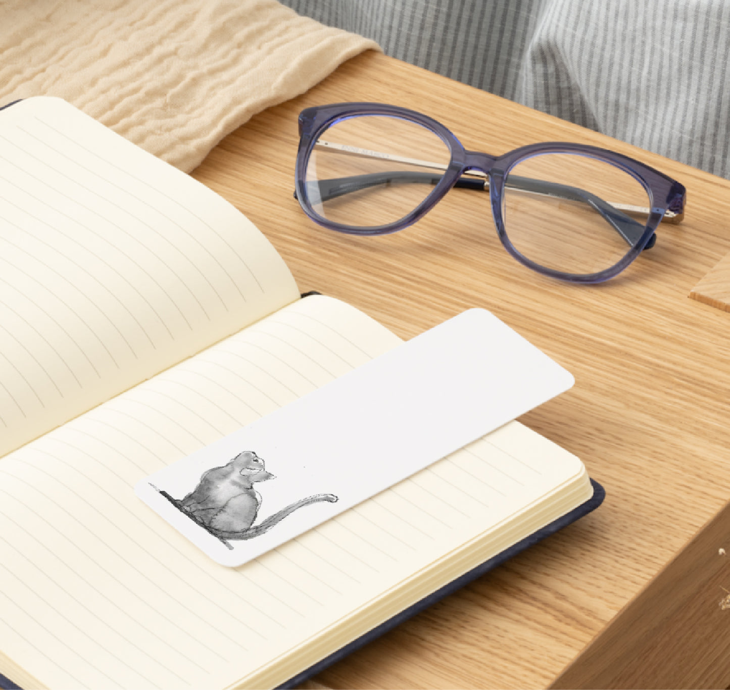 🐾 Curious Cat Ink Sketch - Bookmark Print