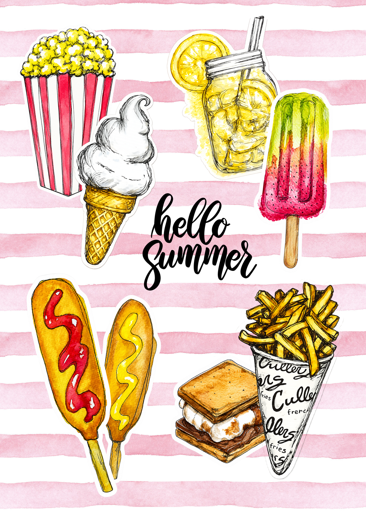 Hello Summer Kindle Insert - Laminated Print ☀️🍋🍦