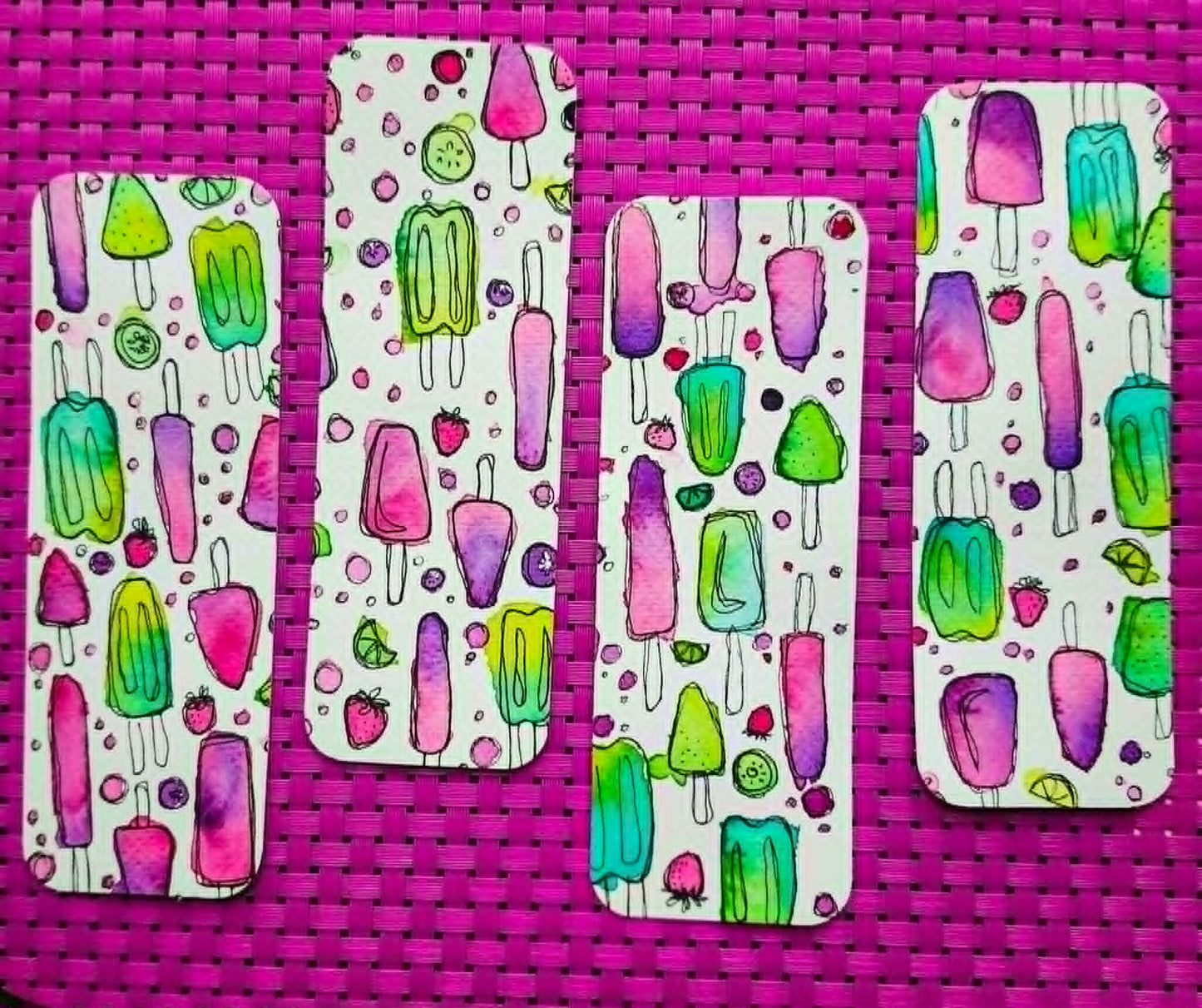 Summer Girl Popsicle Bookmark ☀️🍧 - AmandaBroylesArt2026 - summer bookmark, popsicle bookmark, beach read, poolside reading, book lover gift, summer gift, watercolor bookmark, pink aesthetic, vacation reading, book club gift, summer girl, reader gift, colorful bookmark