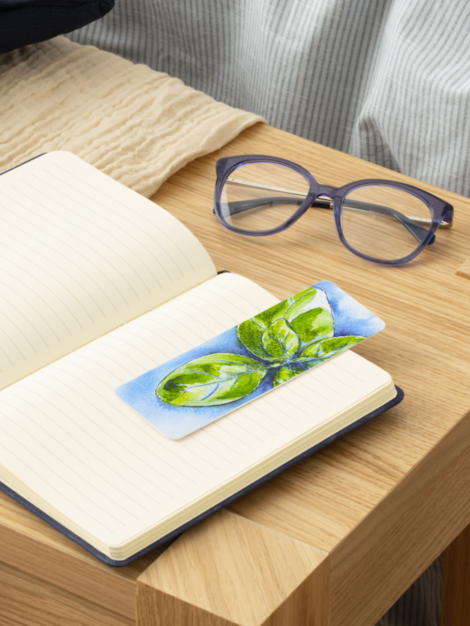 Basil Watercolor Bookmark 🌿💙