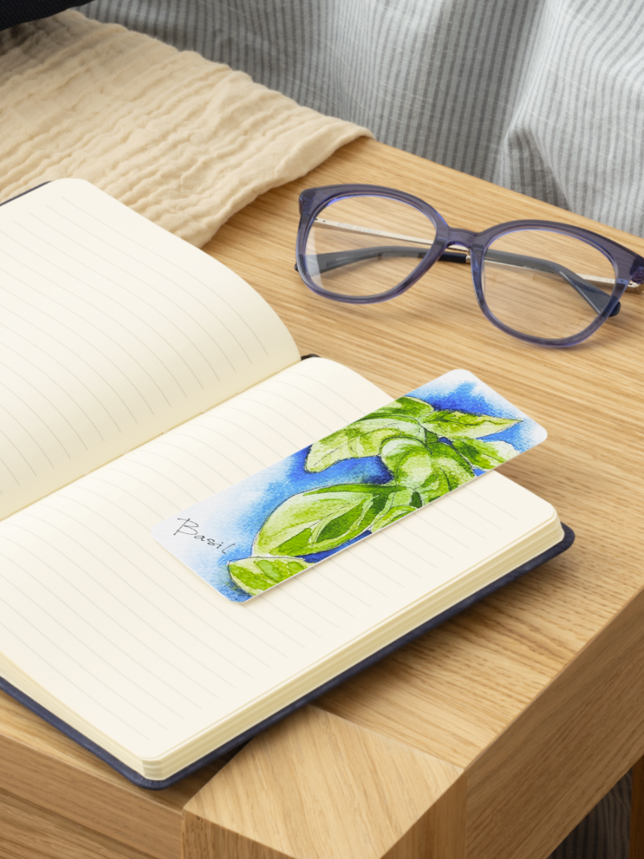 Basil Watercolor Bookmark 🌿💙