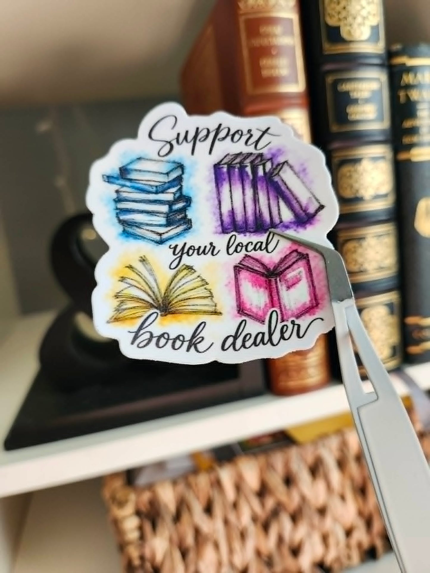 💛💙💜🩷 Support Your Local Book Dealer – 3" Die-Cut Sticker 📚