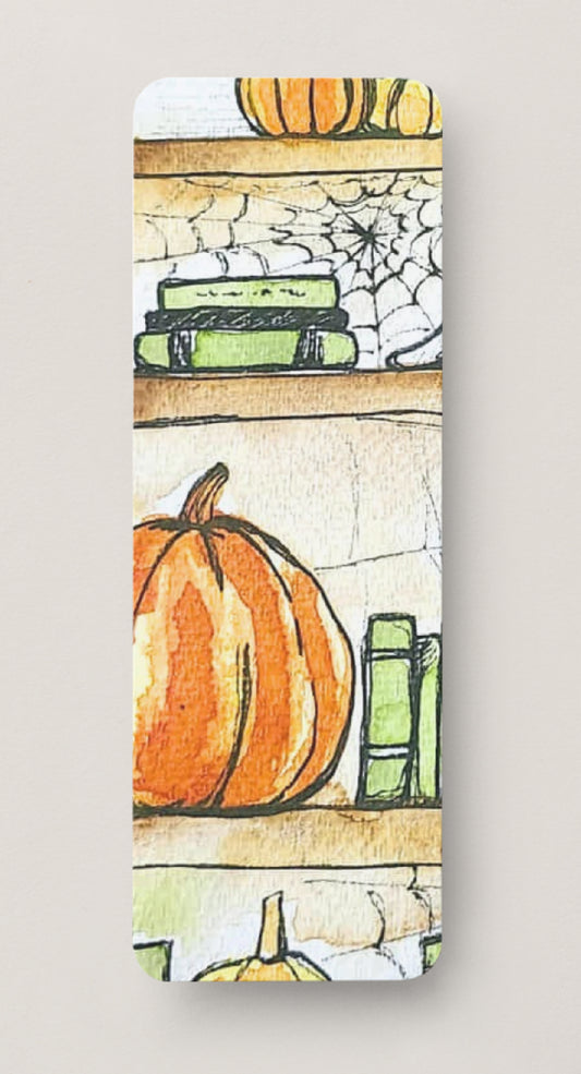 🎃 Books, Gourds & Dusty Shelves - Fall Bookmark Print