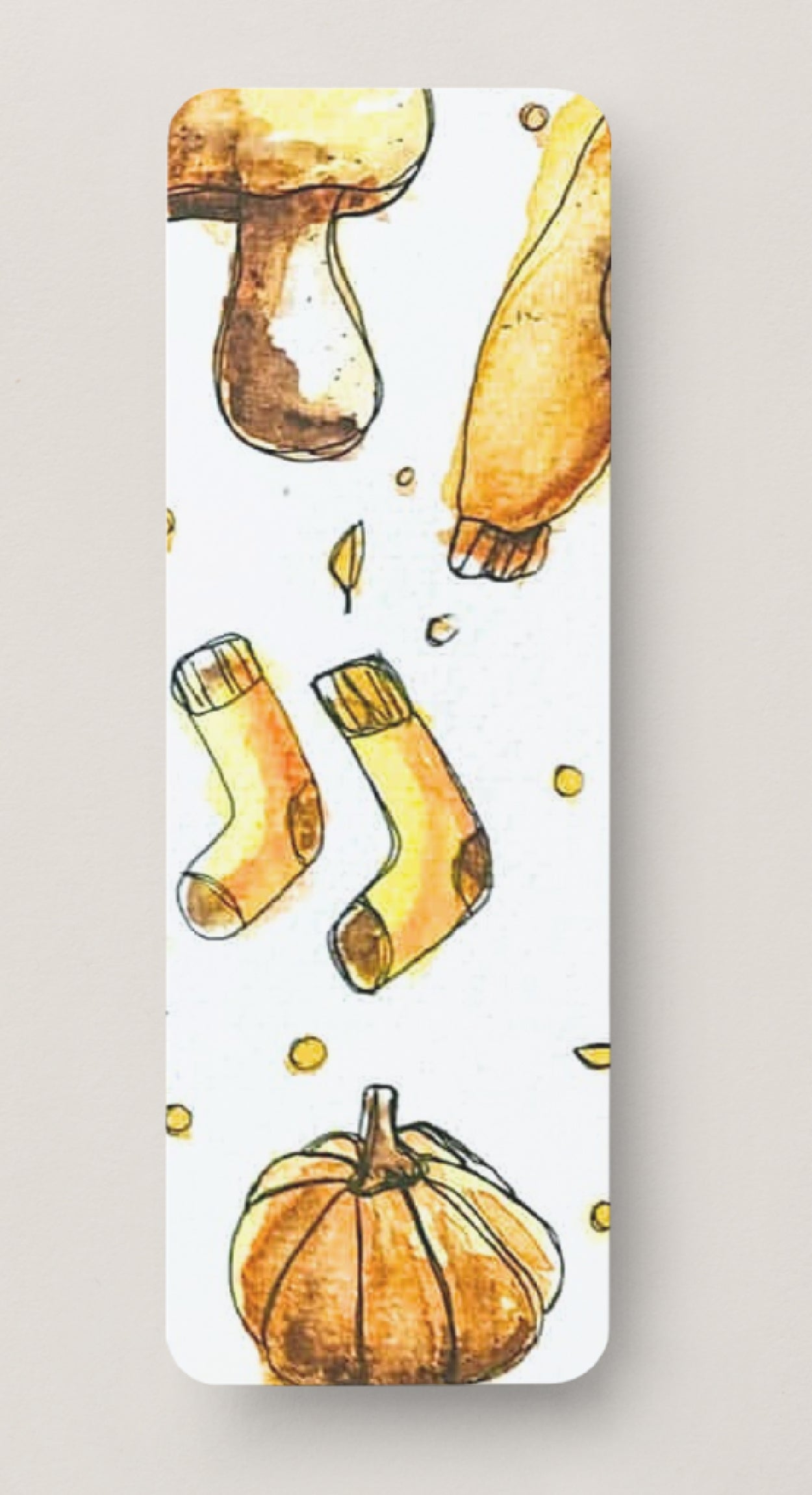 🧦 Mushrooms, Socks & Pumpkin Walks – Fall Bookmark Print