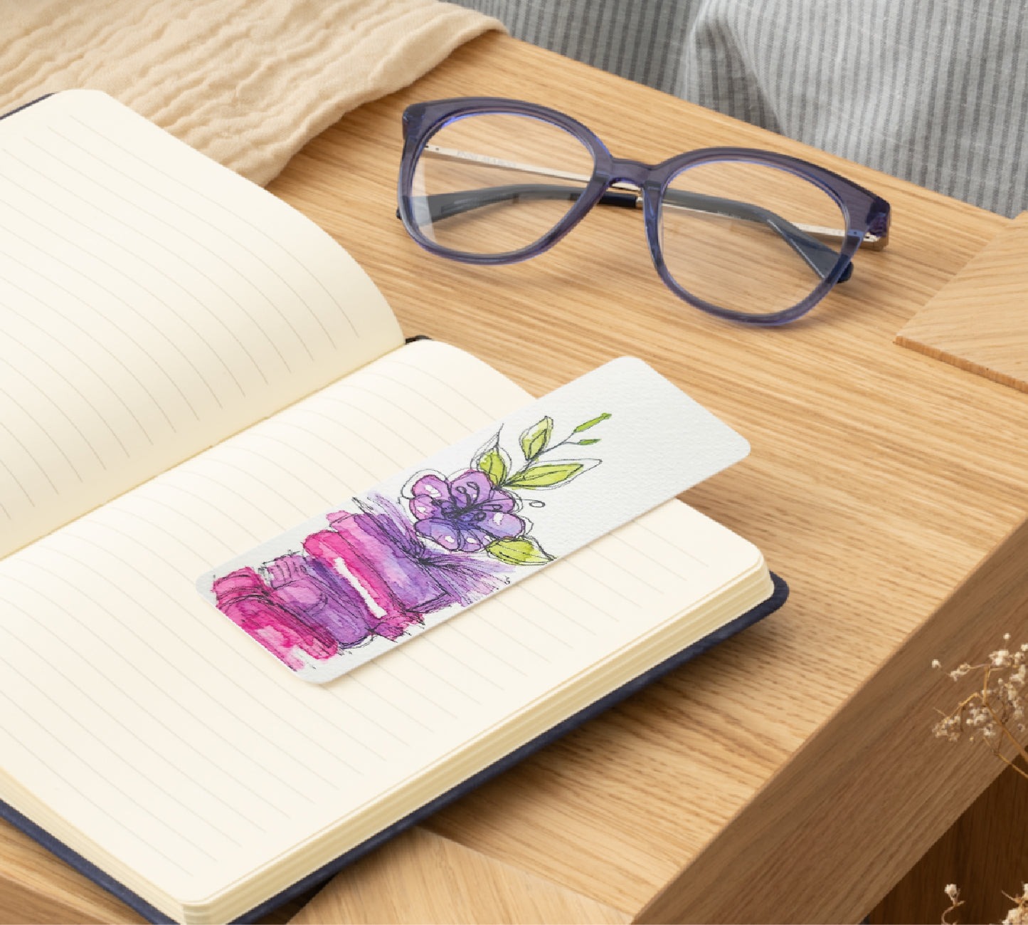 🌸 Stacked in Bloom - Bookmark Print