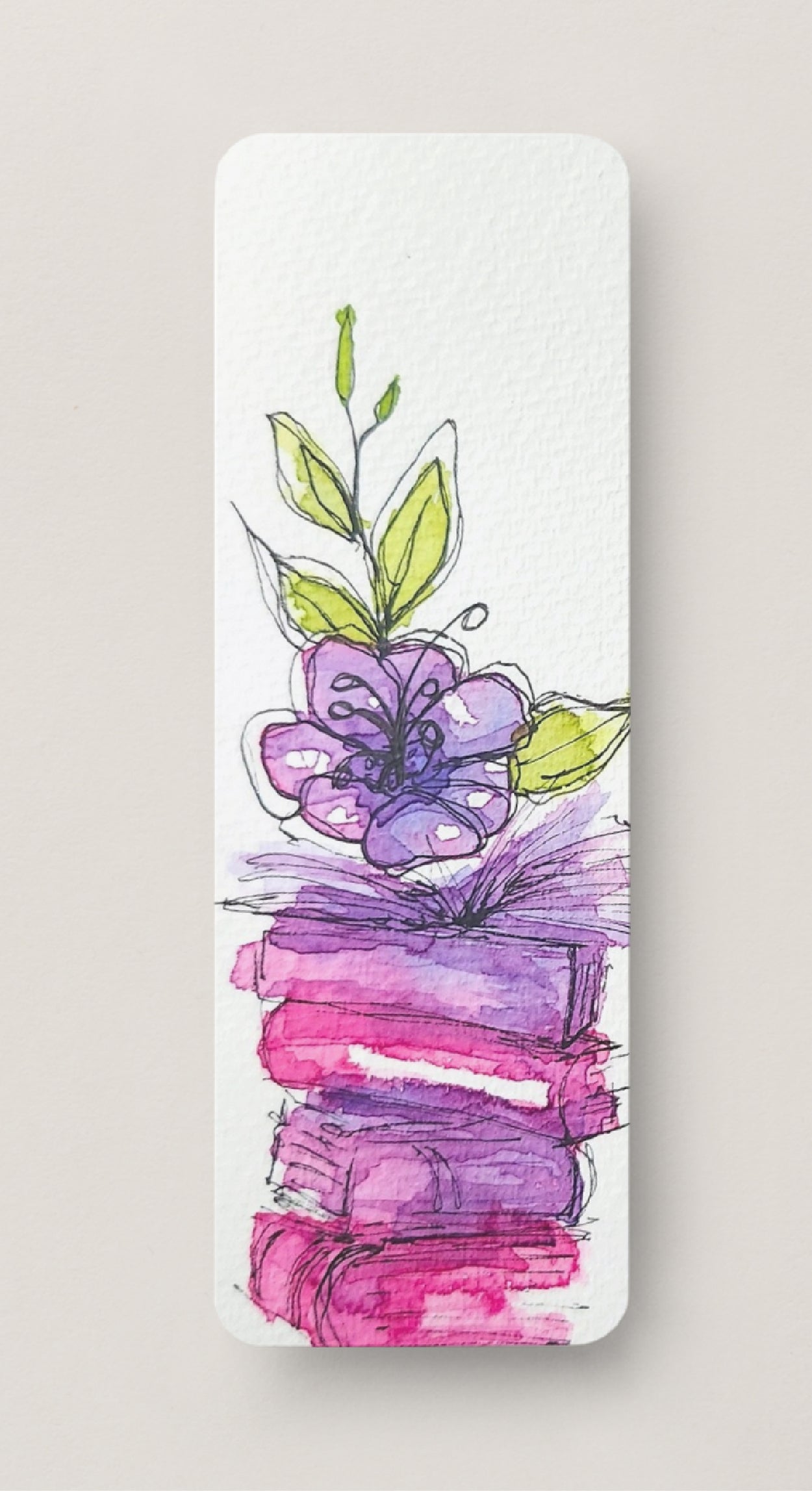 🌸 Stacked in Bloom - Bookmark Print