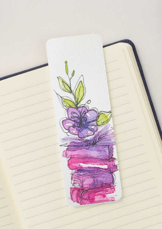 🌸 Stacked in Bloom - Bookmark Print