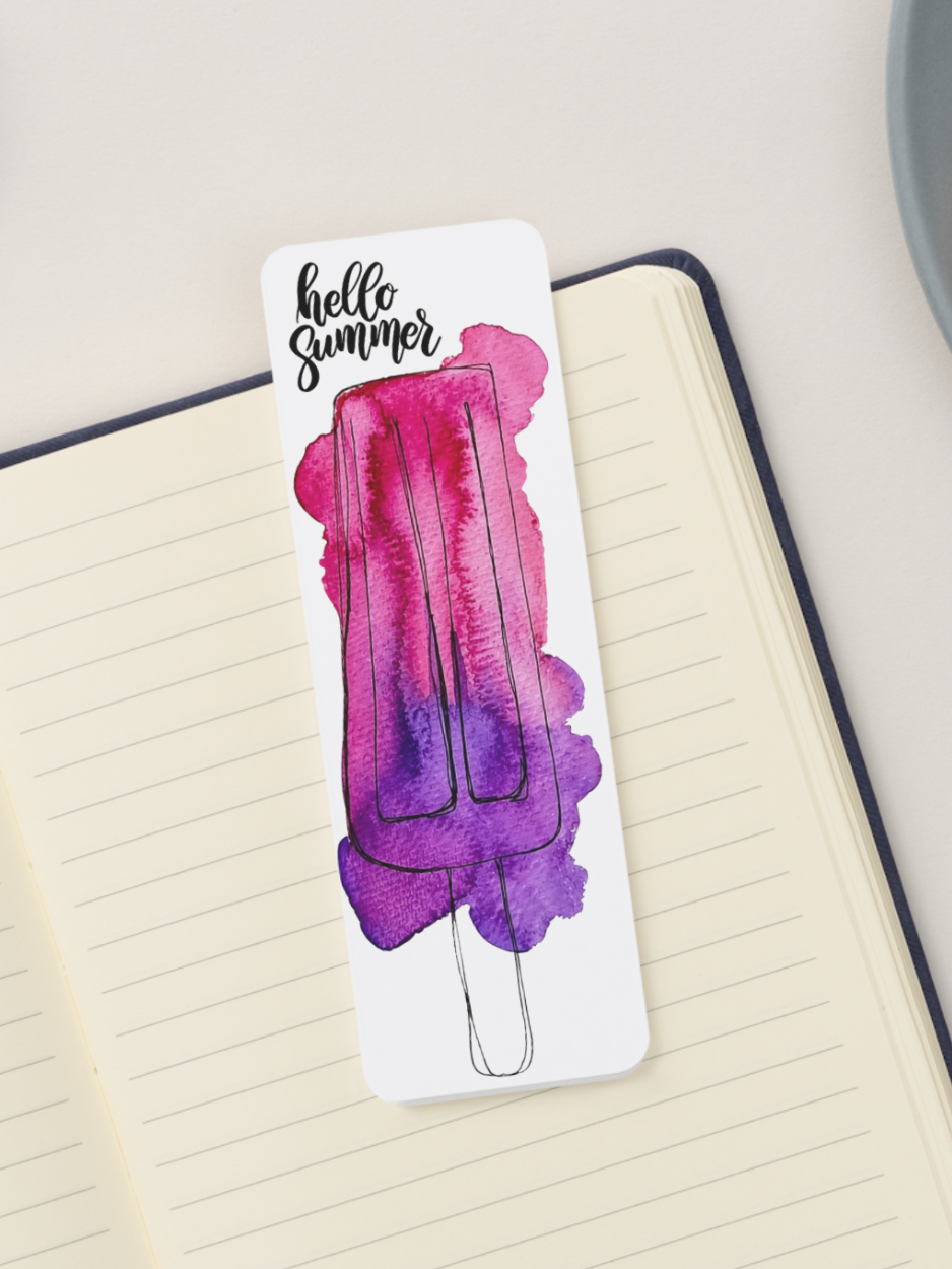 Watercolor popsicle pattern featuring pink and purple frozen treats, strawberries, and lime slices from the Summer Girl Collection.
