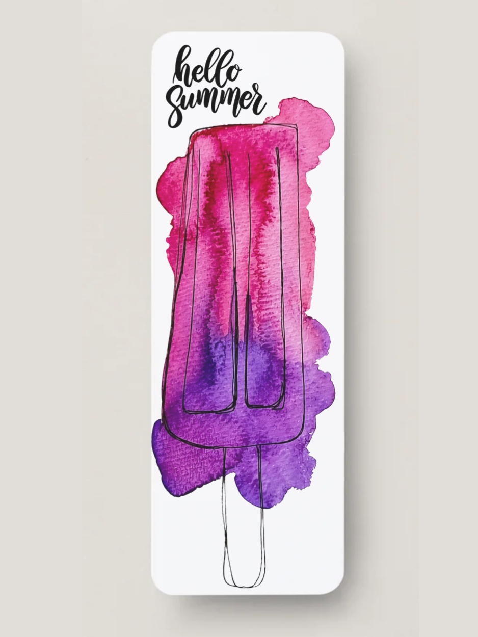 Watercolor popsicle pattern featuring pink and purple frozen treats, strawberries, and lime slices from the Summer Girl Collection.