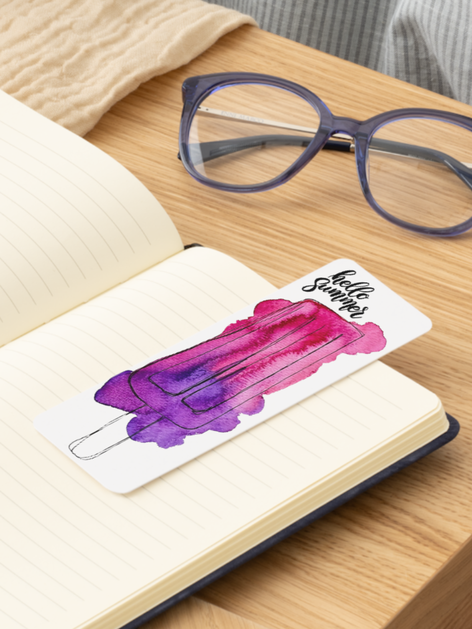 Watercolor popsicle pattern featuring pink and purple frozen treats, strawberries, and lime slices from the Summer Girl Collection.