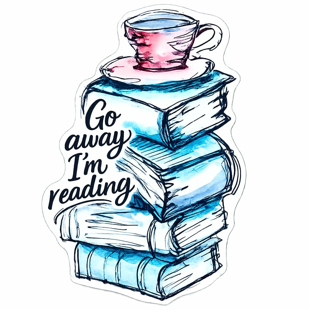 📚☕ Go Away, I'm Reading - 3" Die-Cut Sticker