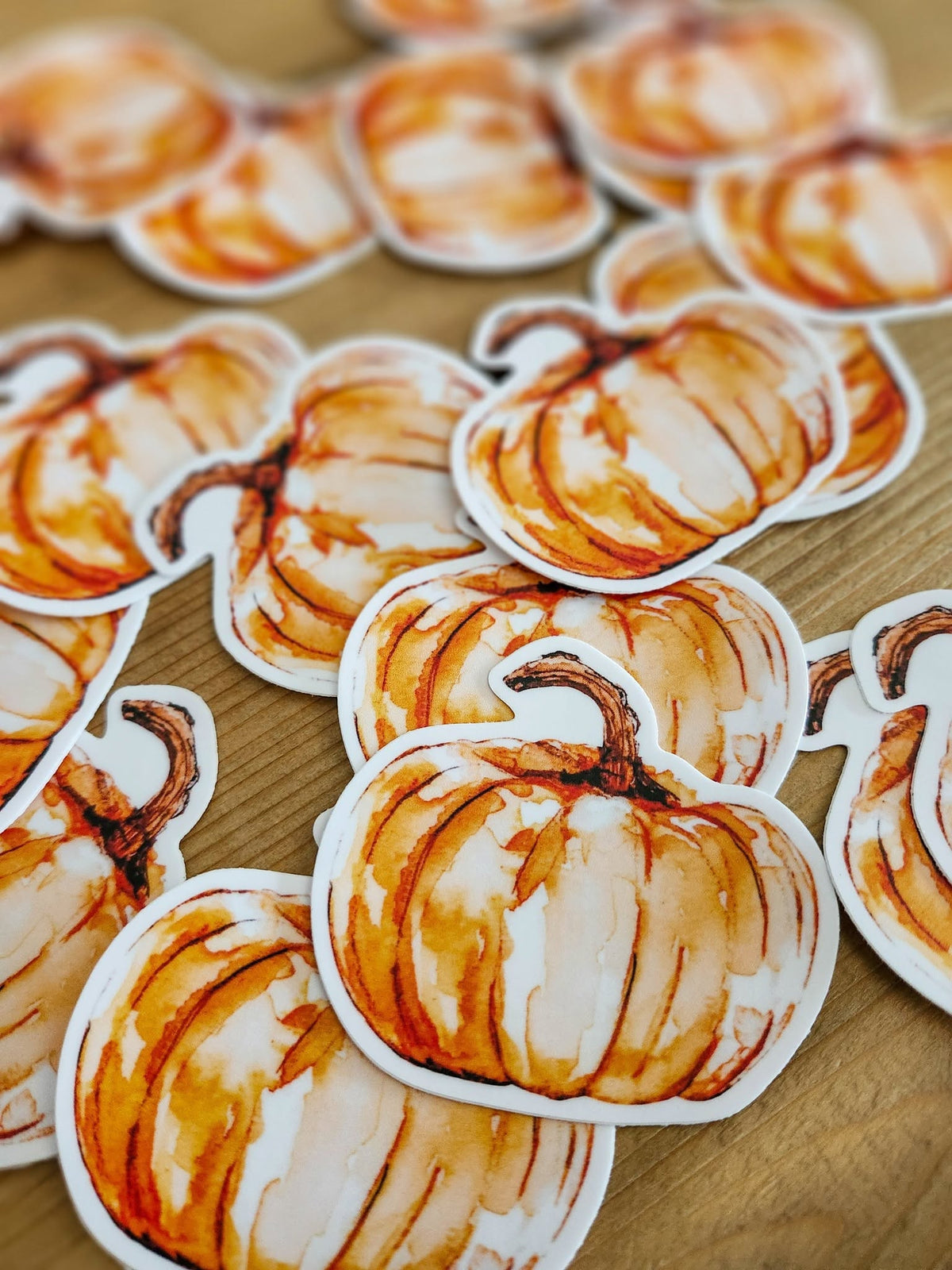 🎨🎃 Watercolor Pumpkin – 3" Die-Cut Sticker