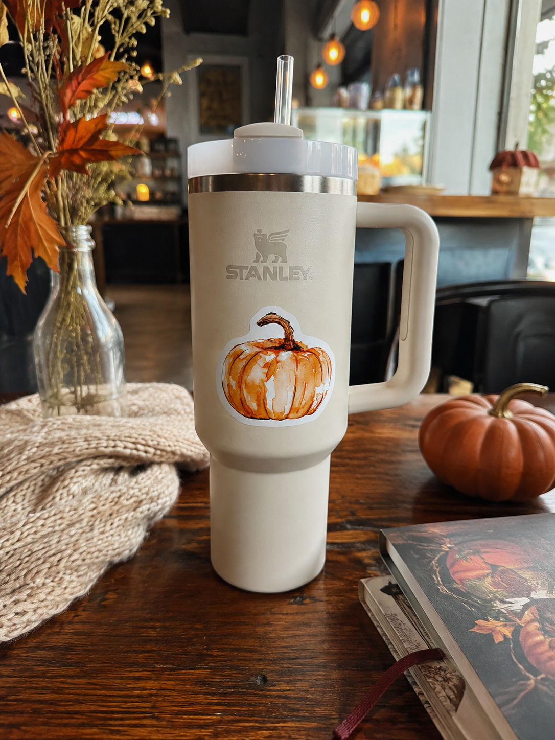 🎨🎃 Watercolor Pumpkin – 3" Die-Cut Sticker