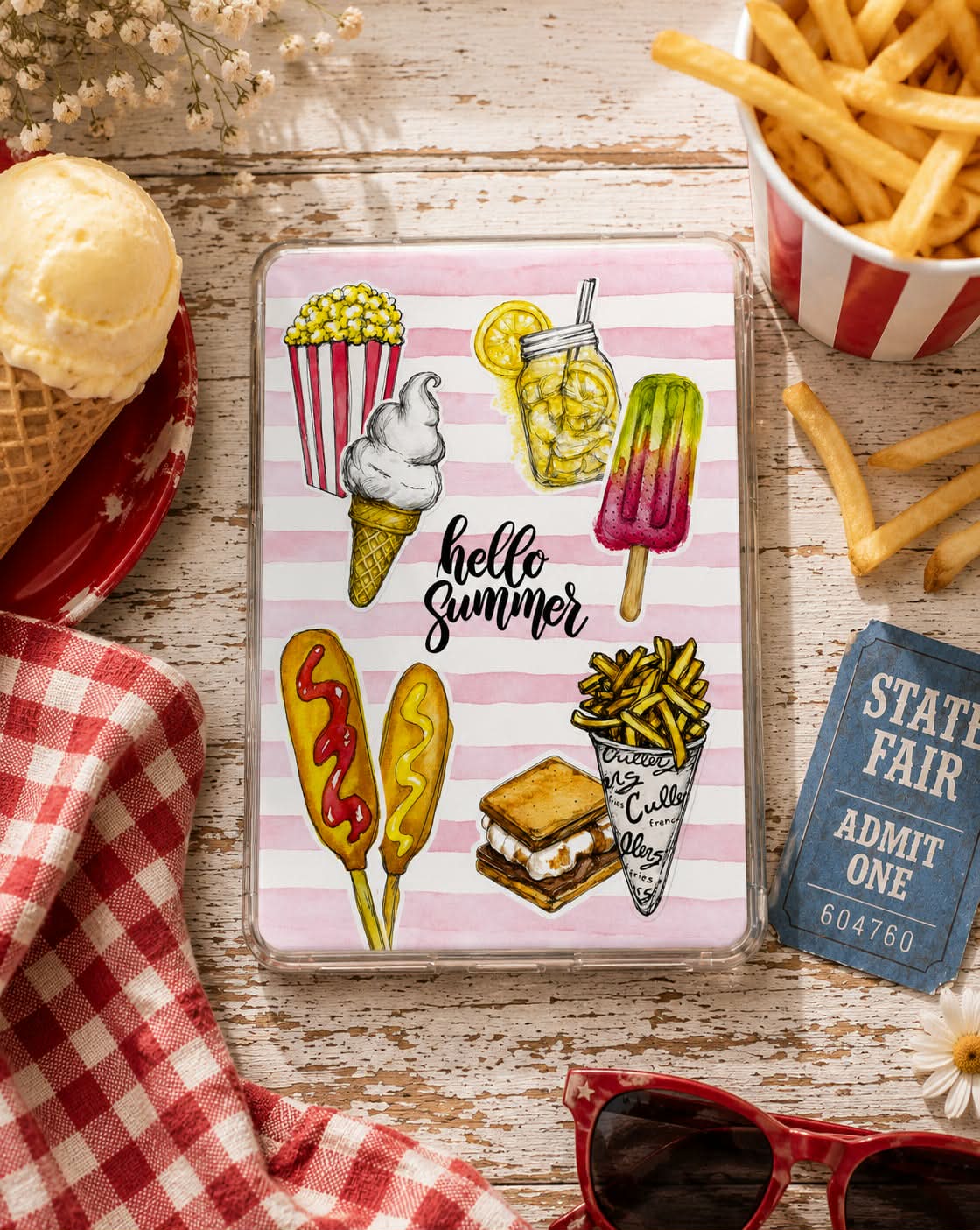 Hello Summer Kindle Insert - Laminated Print ☀️🍋🍦
