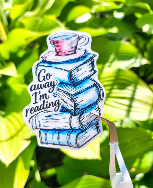 📚☕ Go Away, I'm Reading - 3" Die-Cut Sticker
